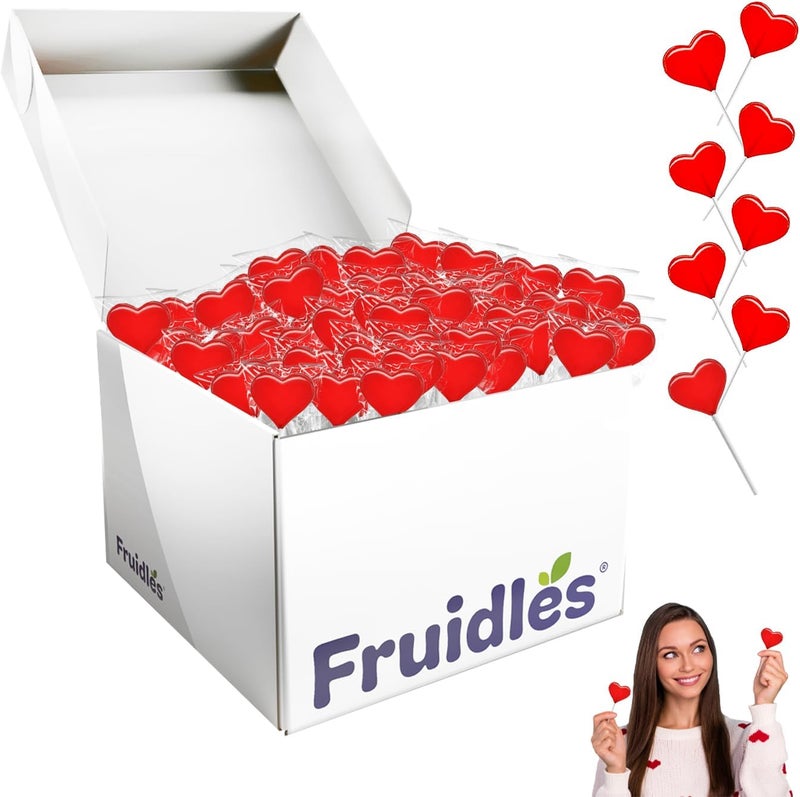 Fruidles Mini Red Heart Shaped Lollipops - Image 1